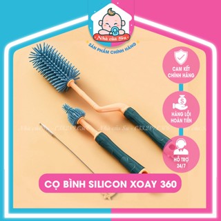 Cọ bình sữa Silicon cao cấp, Set 3 chi tiết tay cầm xoay 360 độ NHÀ CỦA SU