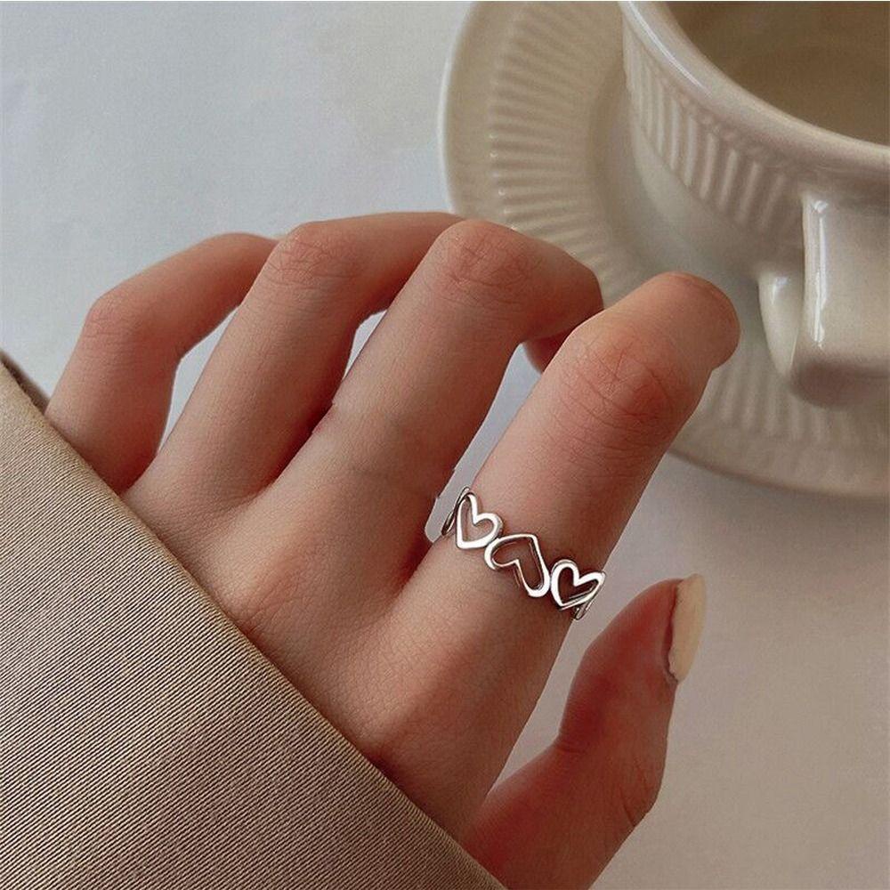 Bộ Nhẫn Hình Trái Tim / Bướm Lấp Lánh Tinh Tế Thời Trang Cho Nữ|Nhẫn Hở Thiết Kế Độc Đáo Thời Trang Cao Cấp