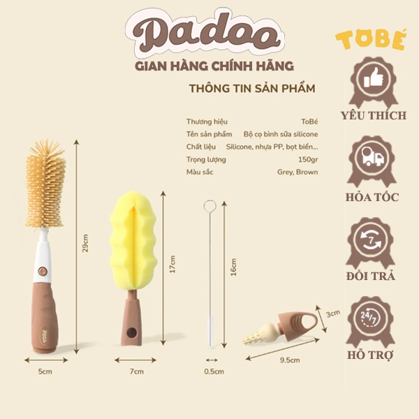 TOBÉ [Bộ Cọ Bình] SILICONE Tiện Lợi Vệ Sinh Bình Sữa Đầu Cọ Đa Năng Đầu Mút Đầu Silicone Cọ Ống Hút Cho Bé Cho Gia Đình