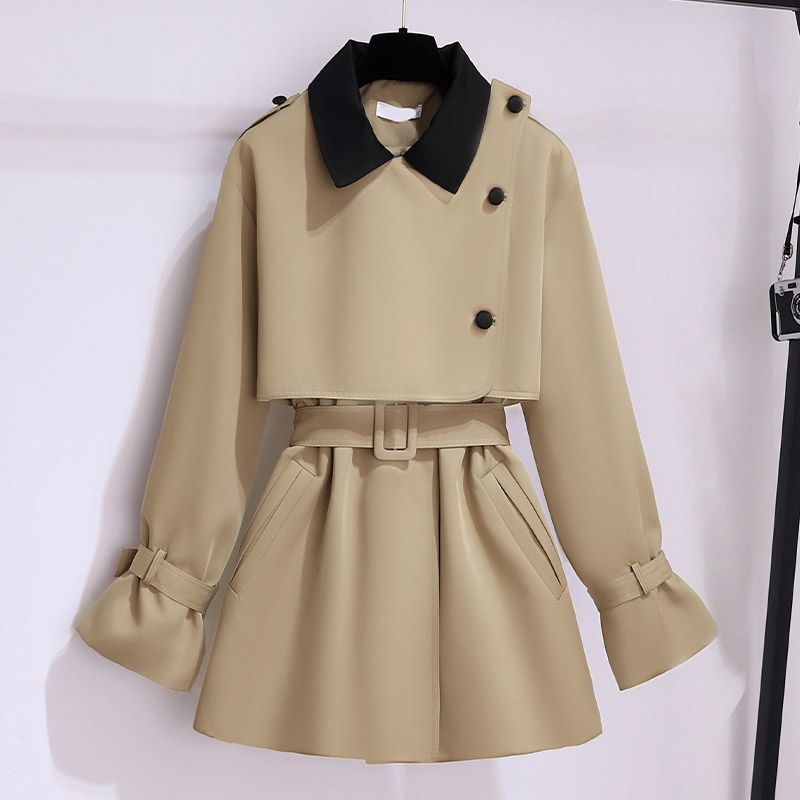 Áo Khoác Gió Ngắn Màu Đen Thời Trang Thu Đông 2022 Cho Nữ