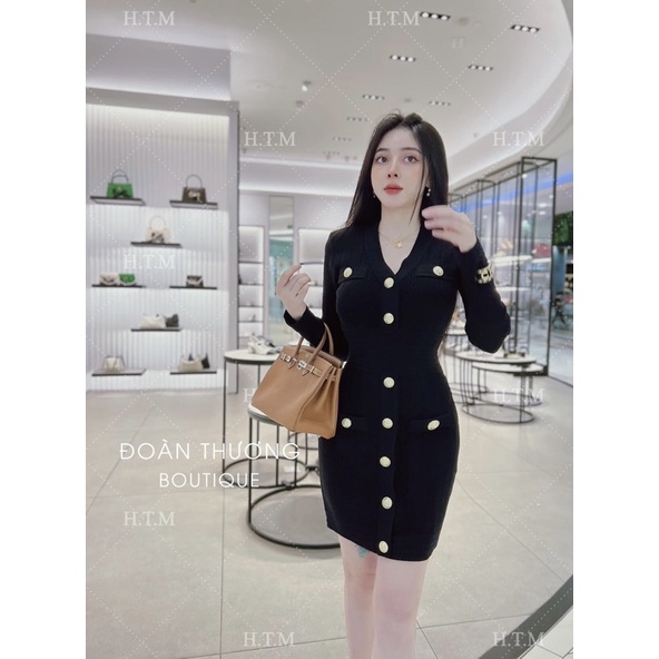 Váy Len Bal.main body đính cúc siêu hot