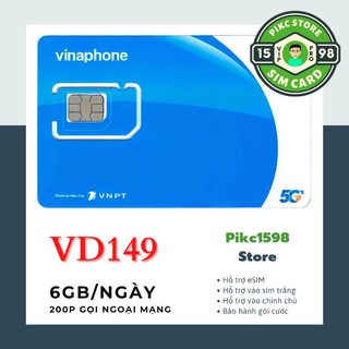 Sim vd149 trọn gói 1 năm 12 tháng - sim 4g vinaphone vd149 - 6gb/ngày 180gb/tháng sim vina trọn gói tốc độ cao