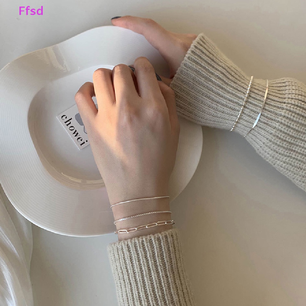 {Ffsd} Vòng Tay Bạc 925 Trang Sức Thời Trang Đẹp Mắt Đa Năng Đơn Giản Cá Tính