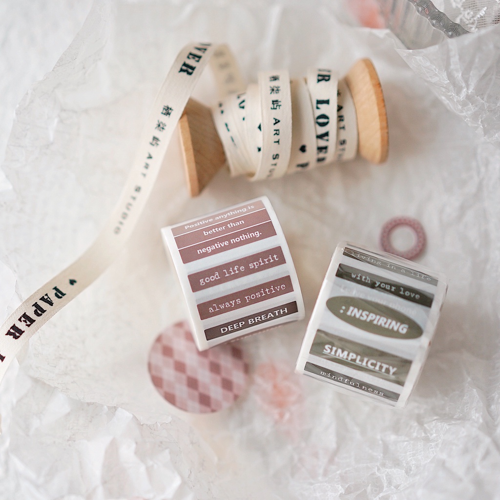meohime 𓃠 Hãng QiQiYu - Washi tape dạng sticker lột, quotes tiếng Anh (chu kì 76cm)