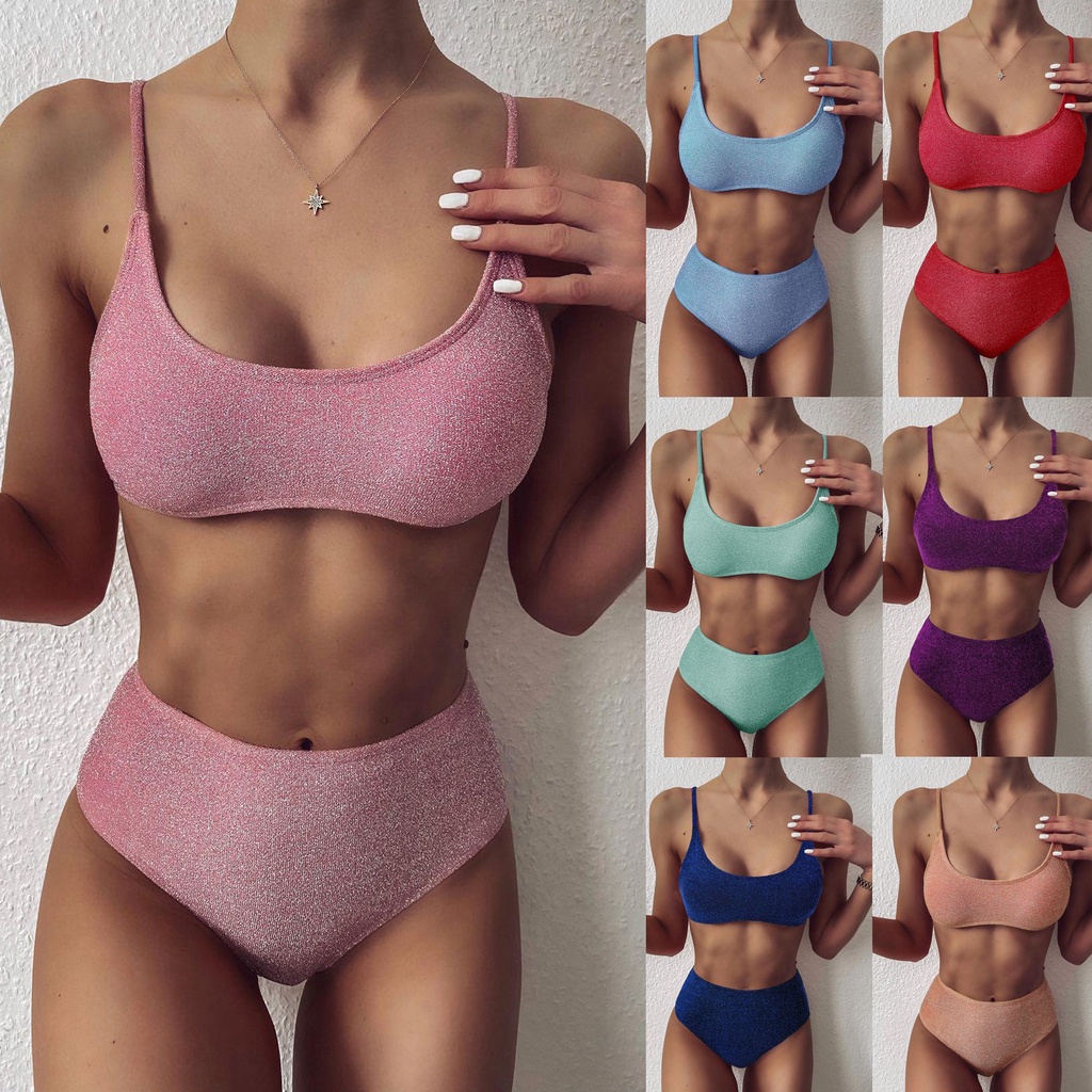 Bộ Đồ Bơi Bikini Lưng Cao Nhiều Màu Sắc Đa Dạng Cho Nữ