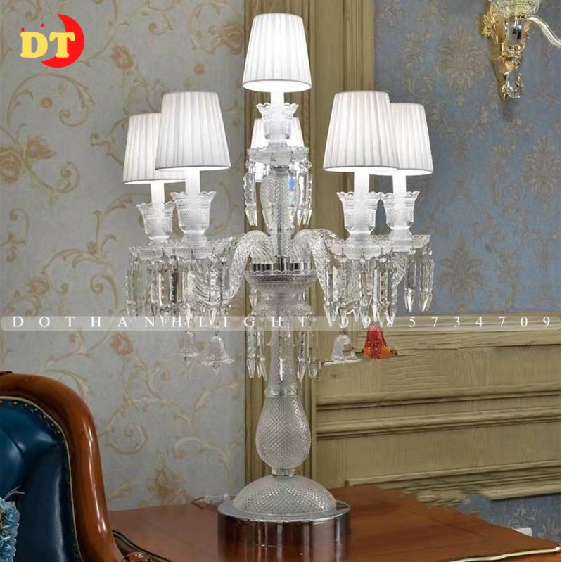 Đèn bàn ngủ phale trắng chao vải cao cấp trang trí tô điểm phòng ngủ, để kệ phòng khách DHT