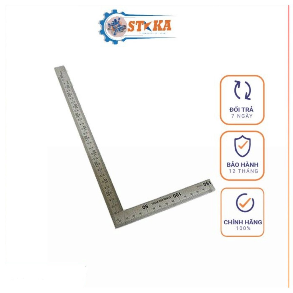 Thước Ke Góc Vuông Inox Kapusi Nhật Bản - Thước Ke Vuông 90 Độ Đa Năng 30cm - 50cm