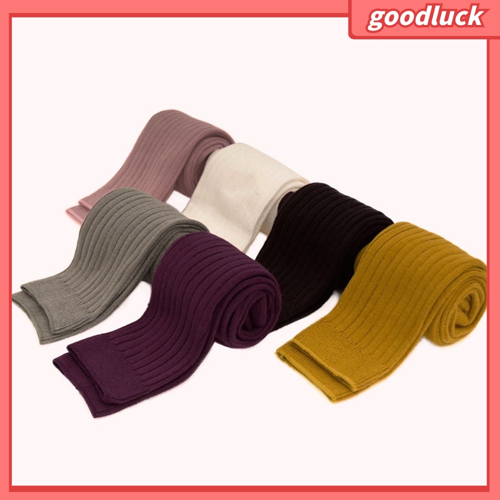 [GOCK] Quần Tất Dệt Kim Co Giãn Màu Trơn Họa Tiết Kẻ Sọc Giữ Ấm Dành Cho Bé Gái