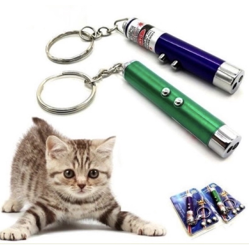 Đèn laze đồ chơi chó mèo, đèn pin 2 trong 1 phụ kiện móc treo chìa khóa