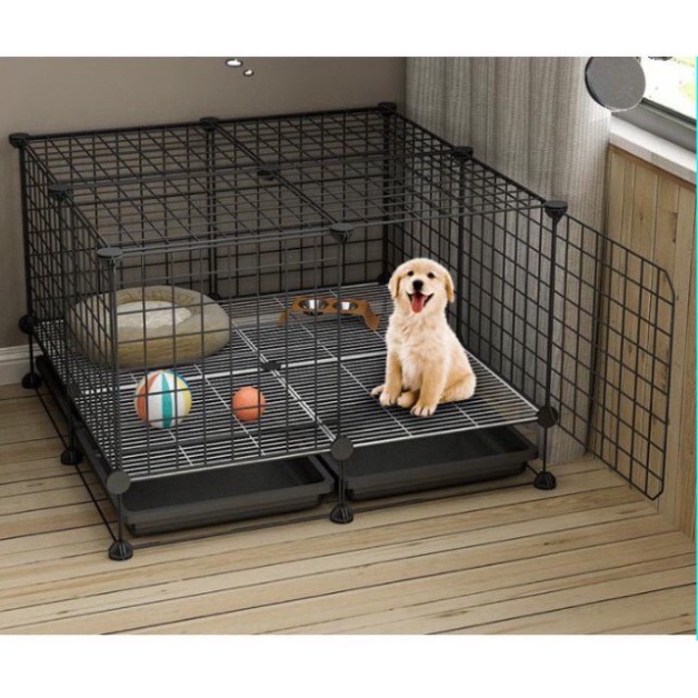 Chuồng mèo giá rẻ lắp ghép lưới sắt đa năng nuôi thú cưng thỏ, bọ ú, sóc (Tặng khay vệ sinh,chốt nối,,