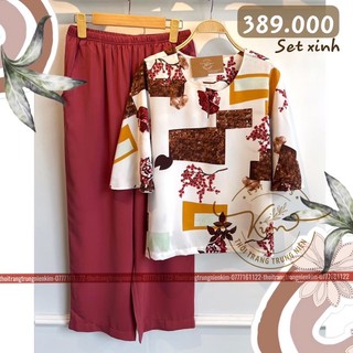Sét bộ áo lụa lạnh trung niên kèm quần tây chất liệu cao cấp sang trọng Bigsize phù hợp mọi lứa tuổi