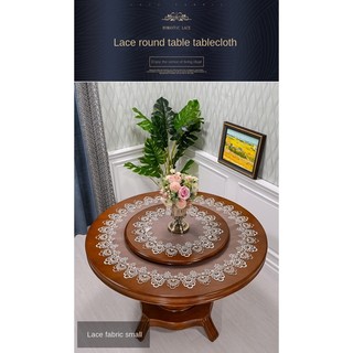Khăn trải bàn tròn phối ren phong cách âu mỹ