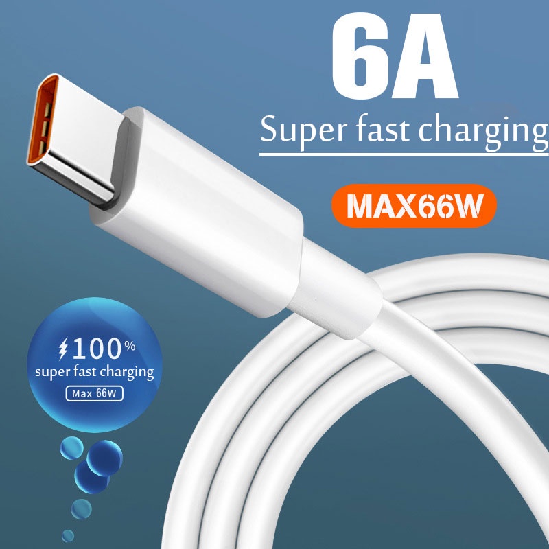Dây Cáp Sạc Nhanh USB Loại C 6A 66W Dành Cho Huawei Mate 40 50 Xiaomi 11 10 Pro OPPO R17