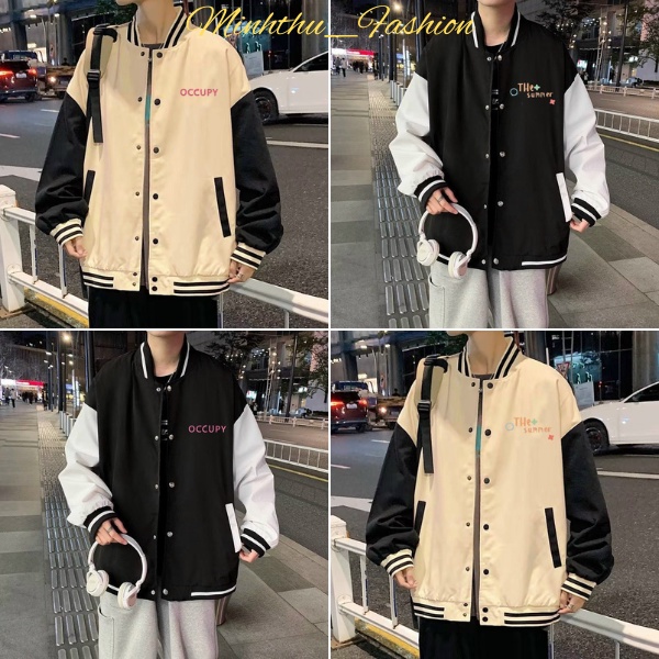 Áo khoác dù BOMBER NÚT BẤM unisex nam nữ đều mặc được có 2 màu Ulzzang