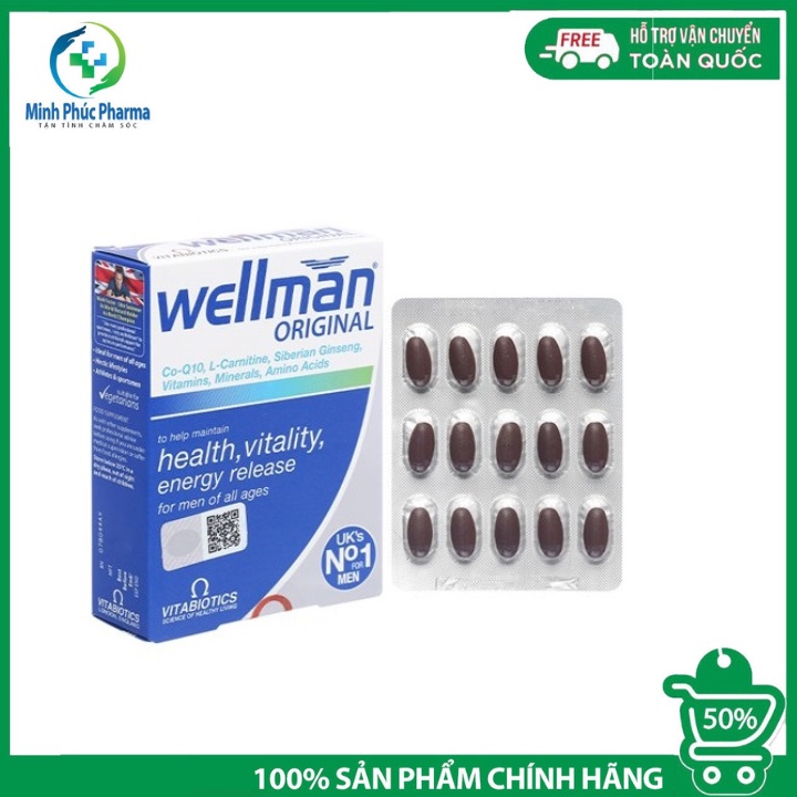 Vitabiotics Wellman Original – Bổ Sung Vitamin Tổng Hợp Dành Cho Nam (30 Viên)