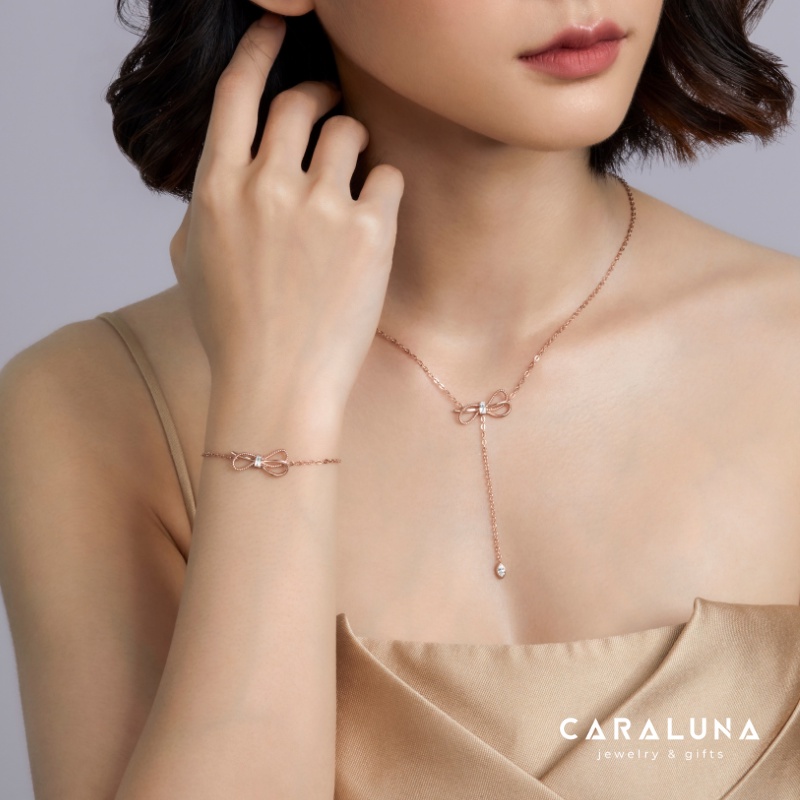 Vòng tay Bạc Nữ CARA LUNA Nơ đính đá tình yêu - Bowtie Love - VYB31