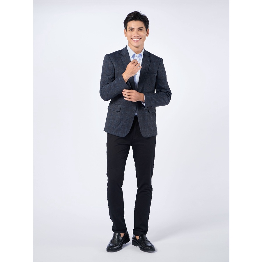 Áo khoác blazer nam demi Owen BL220696 màu kẻ caro ghi đậm vest rời vải polyester cao cấp dáng suông trẻ trung lịch lãm