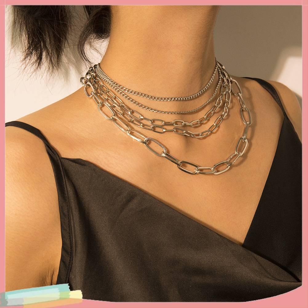 Dây Chuyền Hợp Kim Nhiều Lớp Trang Trí Mặt Đính Đá Xinh Xắn Cho Nữ