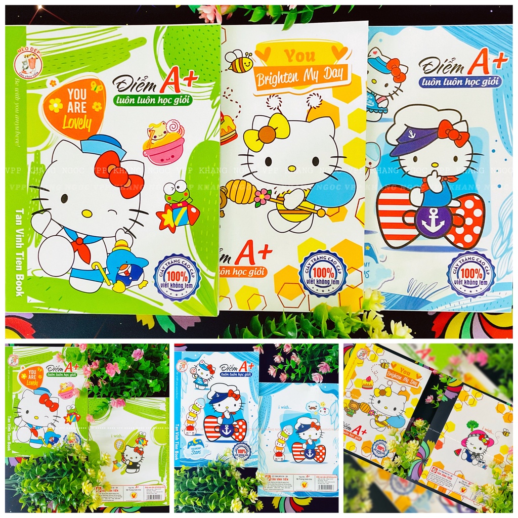 Tập Học Sinh 96 Trang Mèo Dép - Vở 5 Ô Li, Giấy A5 Dày 100Gsm Bìa Vở Doraemon, Kitty