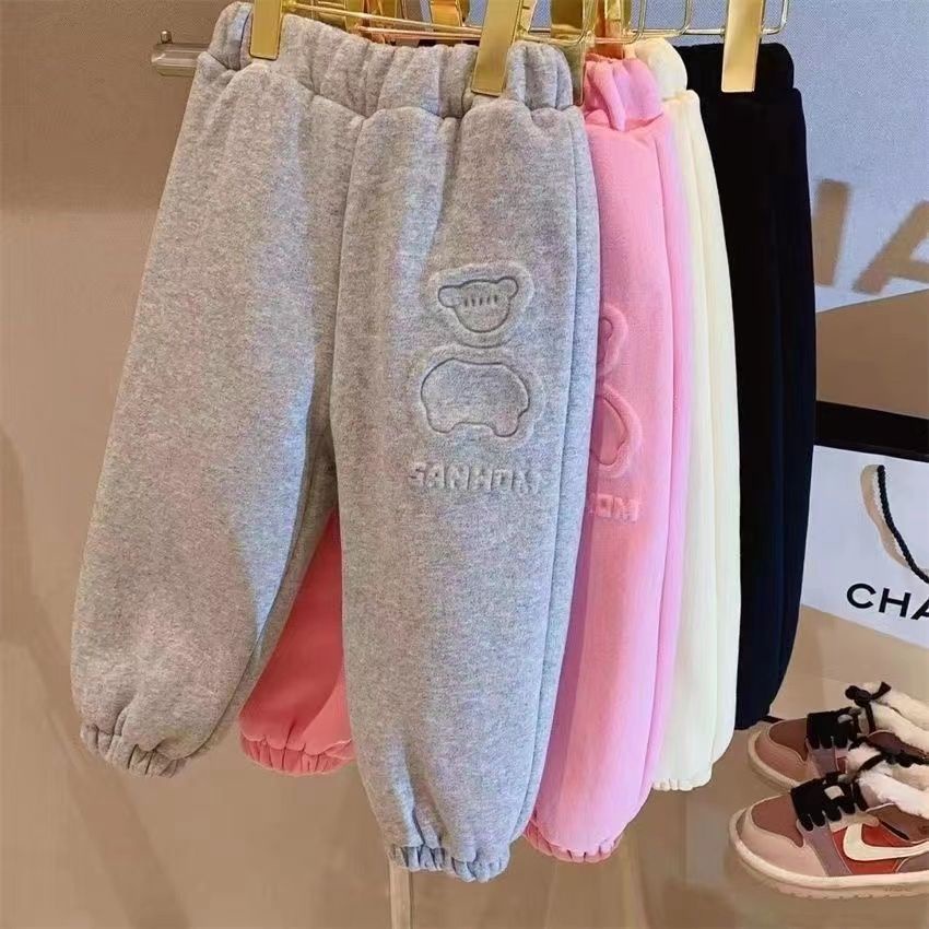 Quần Cotton Lót Lông Cừu Dày Dặn Thời Trang Thu Đông Cho Bé Gái We