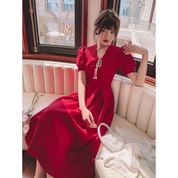 Đầm Noel tùng xoè tay bồng, đầm dự tiệc, đầm hotgirl xinh sắn