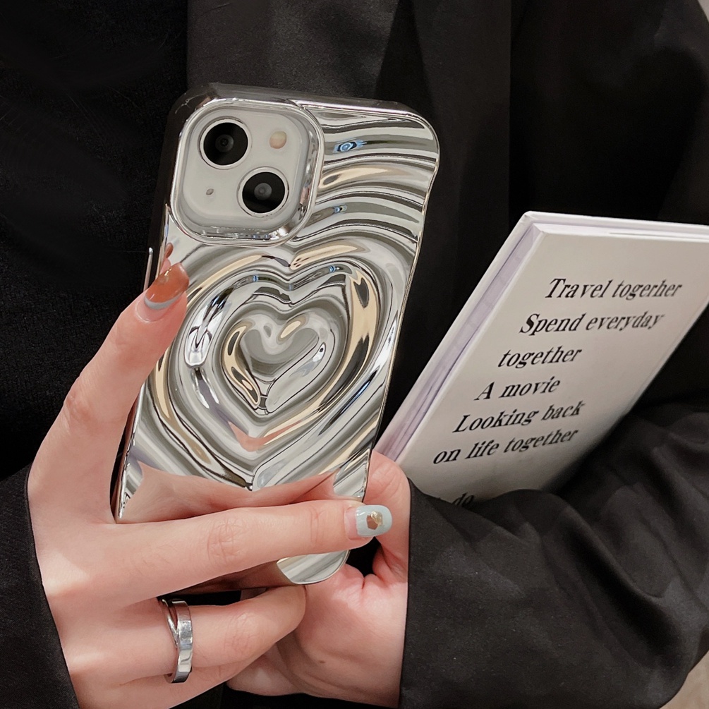 Ốp Điện Thoại Mạ Bạc Chống Rơi Hình Trái Tim Cho iPhone 14promax 12 X XS XR XS MAX 11 11 PRO 11 PRO MAX 12 bow 12 PR 12 PRO MAX