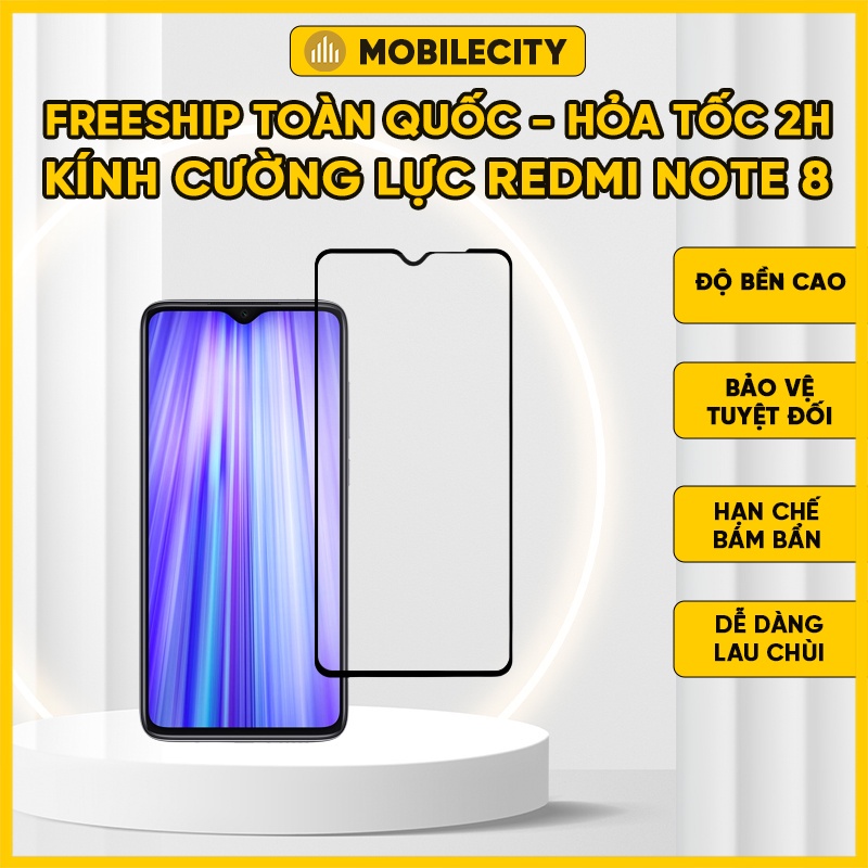 Dán cường lực Xiaomi Redmi Note 8, Note 8 Pro Full màn đen - Giá rẻ tại Hà Nội, Đà Nẵng, Tp.HCM