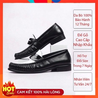 Giày Lười Nam Da HÀNG CAO CẤP Dáng Xỏ 2 Màu Black White And Black Mẫu Mới Cho Nam 2023 BW22