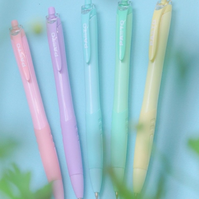 SET 5 cây bút gel mực xanh 0.6mm Pazto vỏ nhiều màu pastel xinh xắn Thiên Long Fo-GelB039