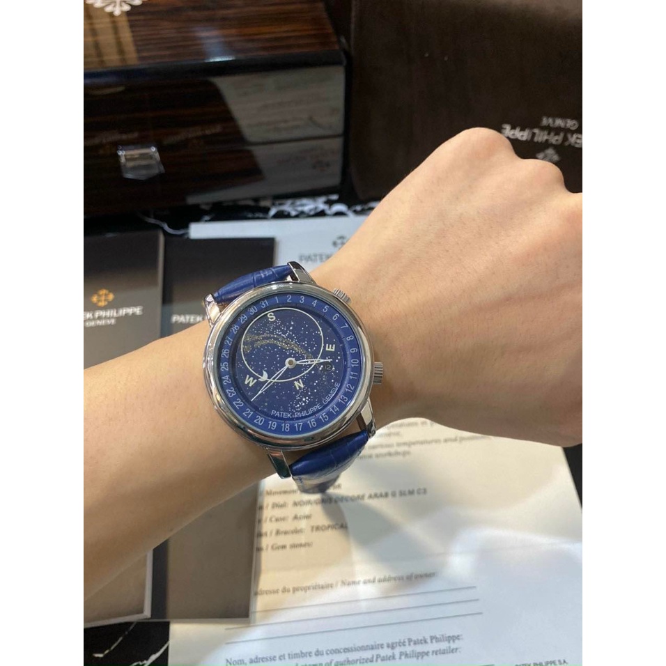 ĐỒNG HỒ NAM PATEK PHILIPE 6102 BAGUETTE Blue W - Automatic- 43mm- chống nước- BẢO HÀNH  2năm