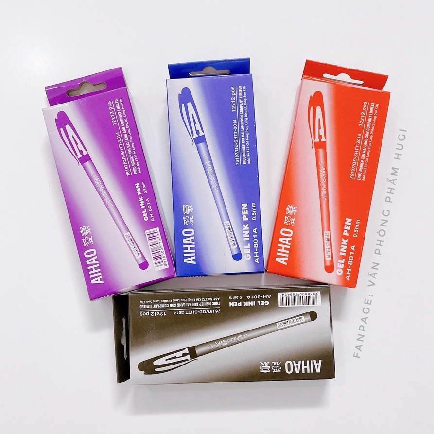 Hộp 12 cây bút gel chữ A Aihao nét đều đẹp viết êm
