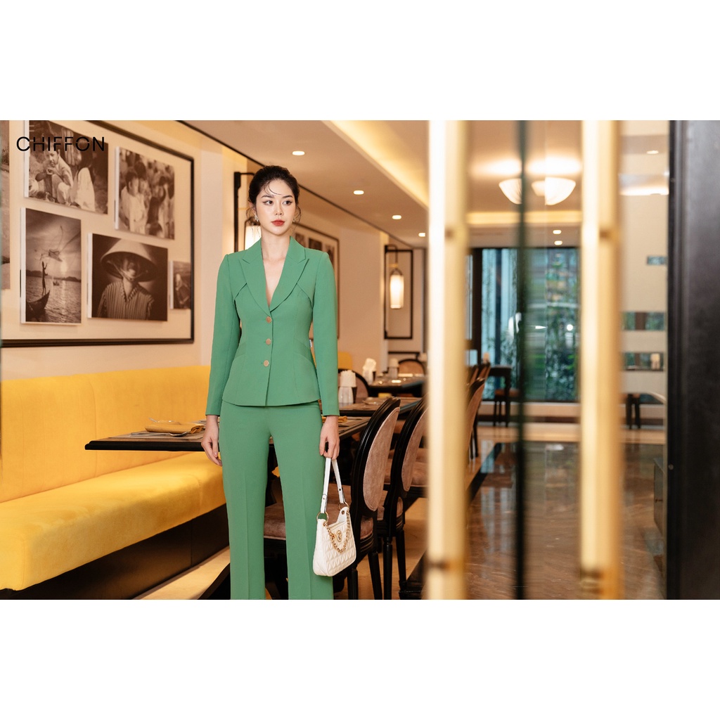 Áo vest nữ đáp vai 3 cúc cao cấp thiết kế Chiffon (chưa kèm quần)
