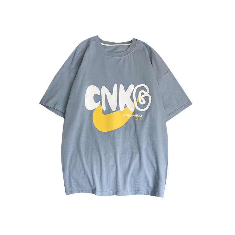 Áo Thun Nam Cổ Tròn Dáng Rộng In Chữ Phong Cách Hip Hop Đường Phố Hàn Quốc Cỡ M-8XL