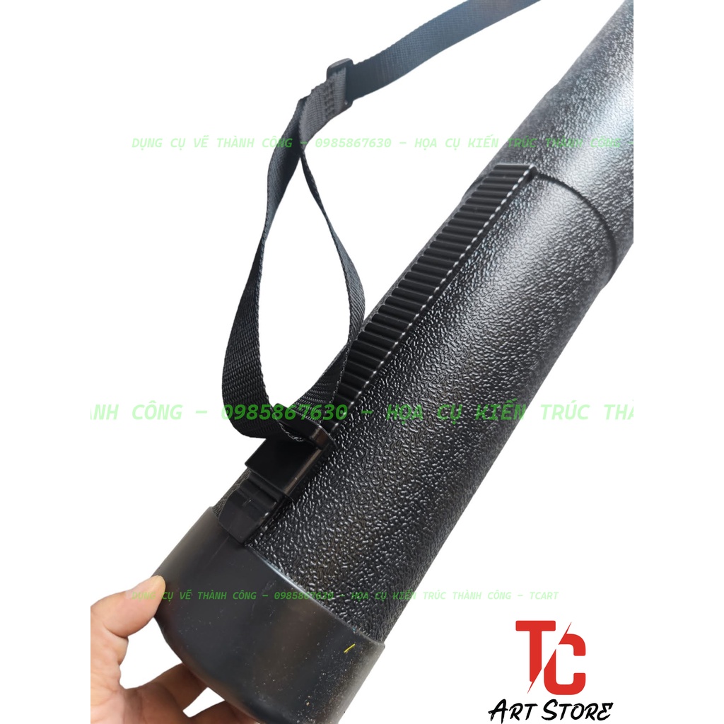 Ống Giả Da Đựng POSTER/ GIẤY VẼ A4/A3/A2/A1/A0  - Nhựa đen nhám, có tay cầm