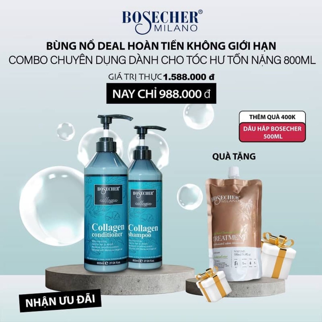 Ủ tóc hấp phục hồi tóc kem hấp hấp tóc hấp tóc tại nhà hiệu quả BOSECHERCollagen Keratin túi 500ml hàng chính hãng