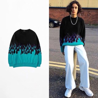 [HOT]   Áo sweater len lửa xanh form rộng Thrasher ( có ảnh thật )