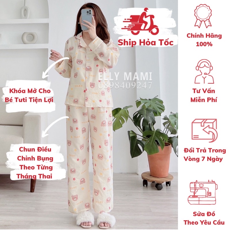 ( 40kg - 85kg ) Đồ Bộ Bầu Và Sau Sinh Nhiều Màu Pijama Siêu Mát Nhẹ Tênh Form Dễ Mặc