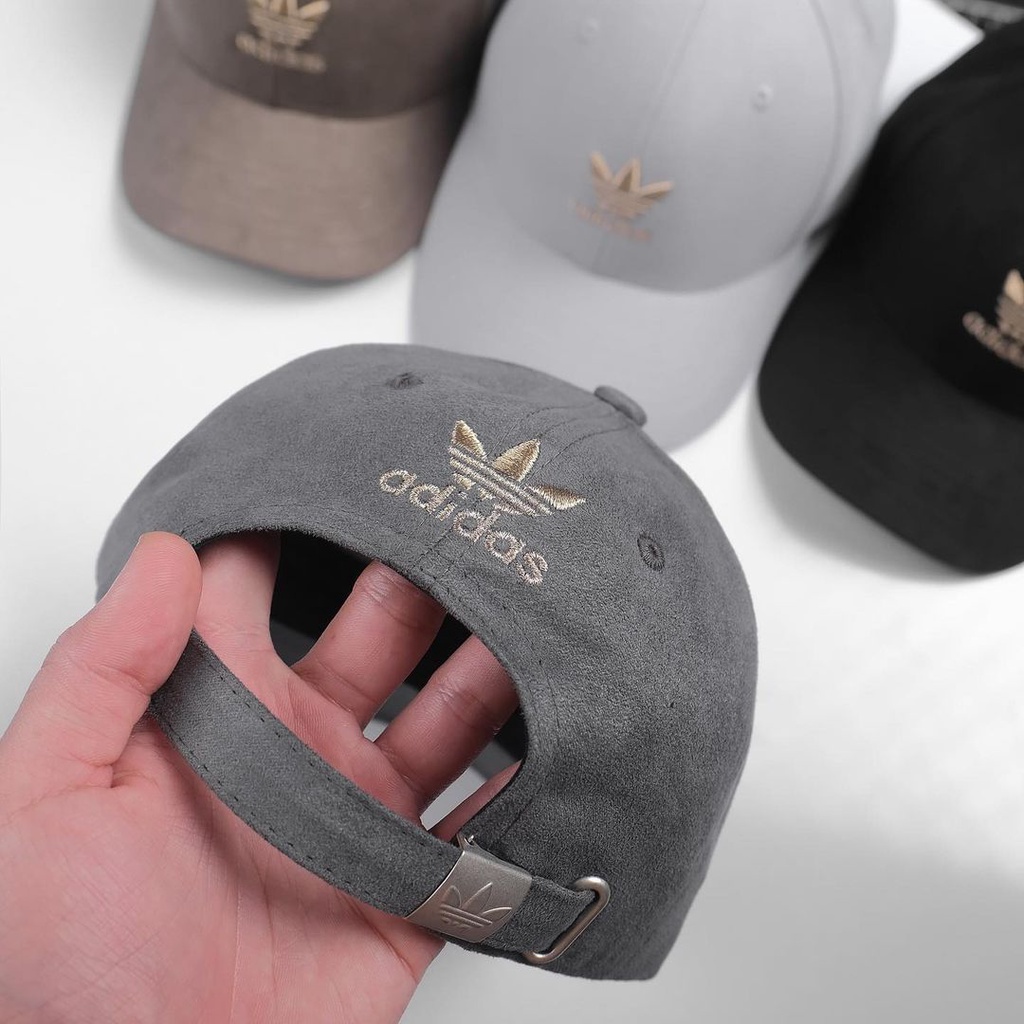 Mũ lưỡi trai nam nữ thương hiệu Adida chất liệu da lộn logo thêu