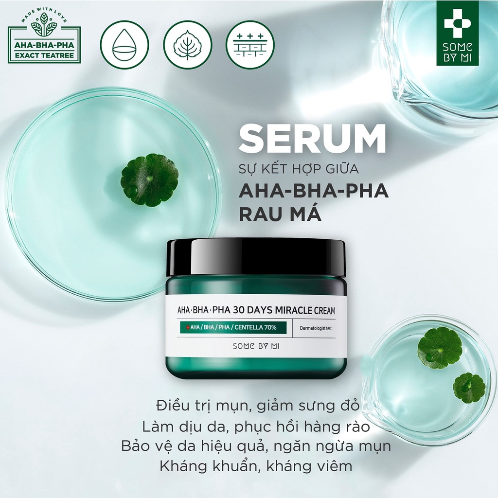 Bộ 6 Sản Phẩm Giảm Mụn Some By Mi AHA-BHA-PHA 30 Days Miracle (Ntt + Sữa rửa mặt Bye Bye + Toner + Serum + Kem + Kcn)