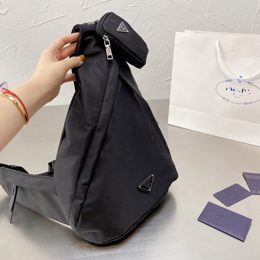 MDP9 PRADA messenger bag men's trendy ins Korean style street chest bag women's Street Fashion shoulder bag personalized fashion casual small bag