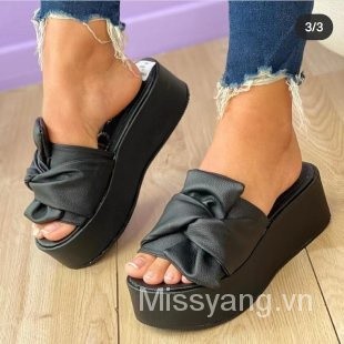 Dép đế xuồng dày dặn đính nơ xinh xắn thời trang mới