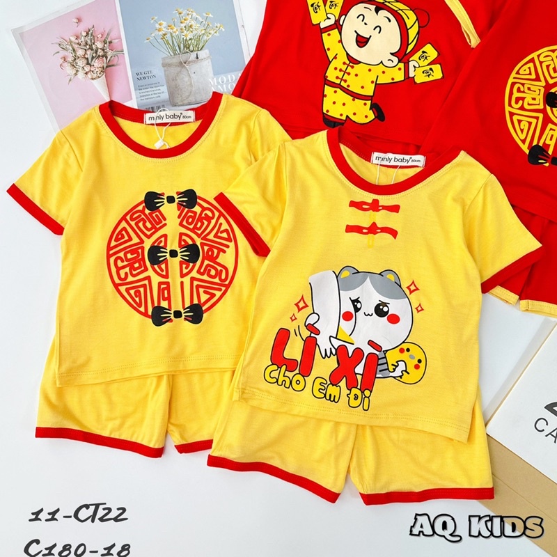 Bộ cộc tay TẾT chất thun lạnh Minky Mom cho bé trai bé gái