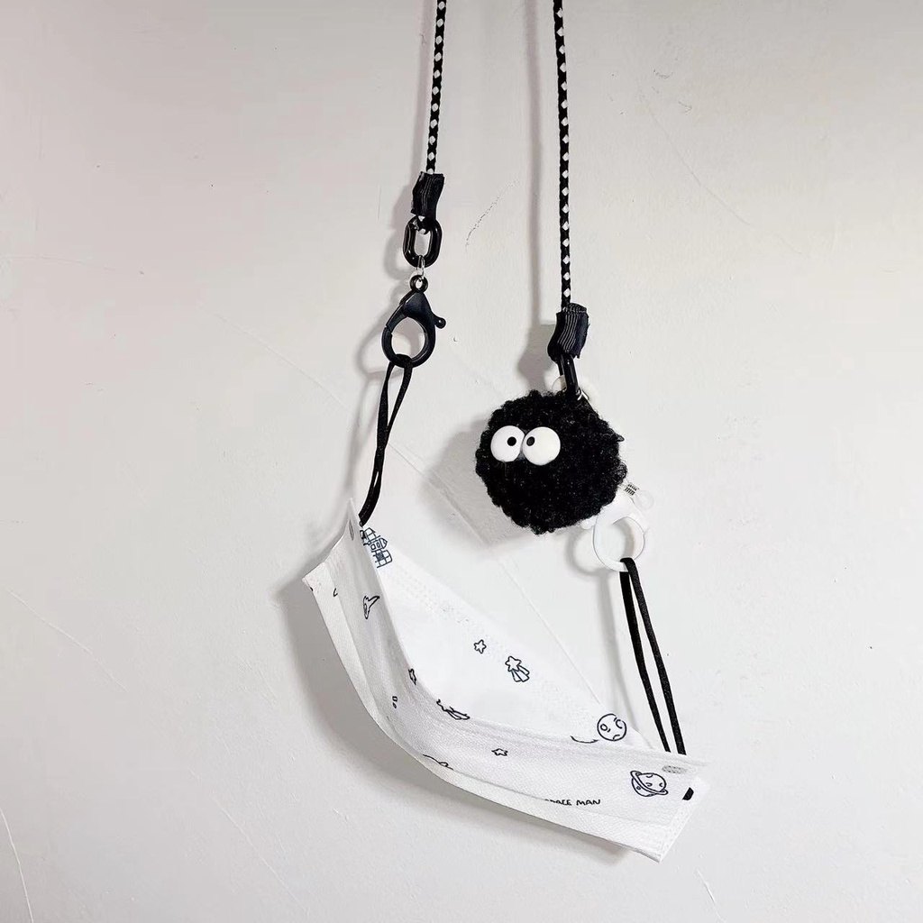 Dây Đeo Mắt Kính / Thẻ Xe Buýt Bằng Nilon Màu Đen Họa Tiết Hoạt Hình Đơn Giản Phong Cách Hàn Quốc