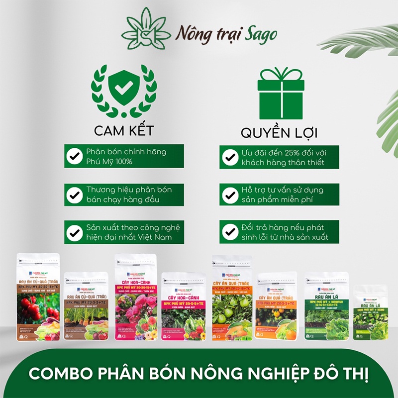 Phân bón NPK Phú Mỹ dành cho Cây ăn quả - Bộ 2 túi phân bón dùng cho 2 giai đoạn sinh trưởng cây trồng - Nông Trại Sago