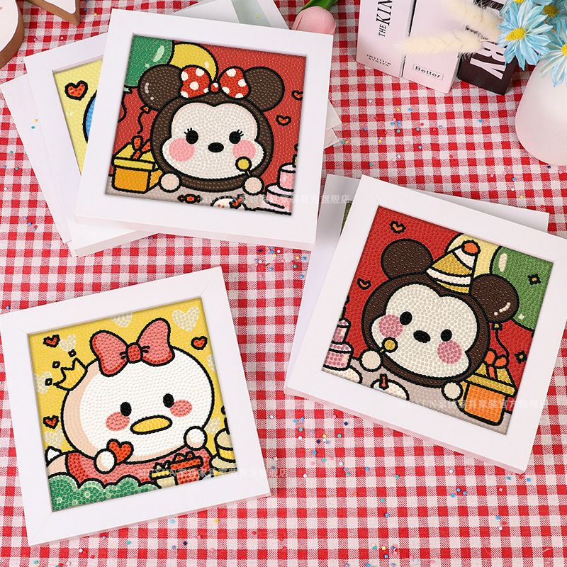 DISNEY Bộ Tranh Đính Đá Tự Làm Hình Gấu Winnie Hoạt Hình Cho Bé