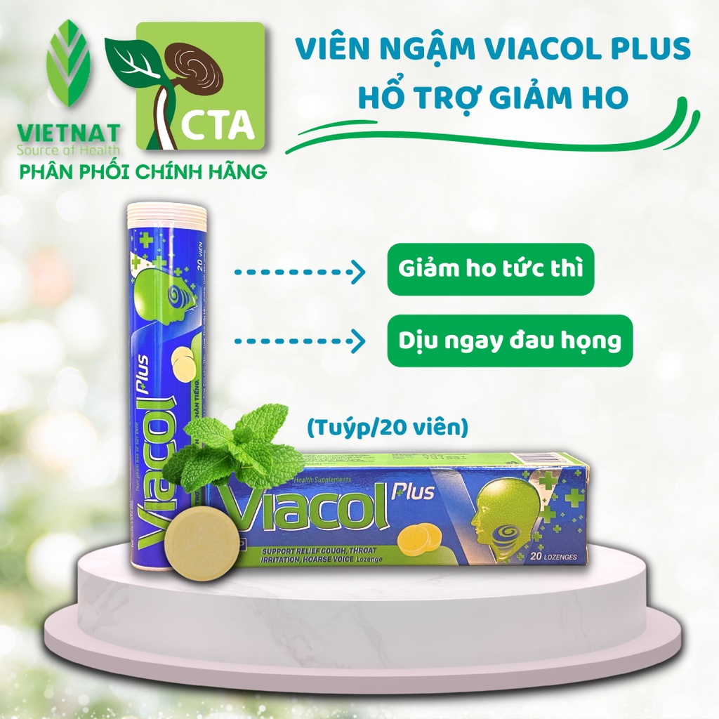 Kẹo ngậm Viacol Plus thảo mộc Vietnat hổ trợ giảm ho, giảm đau rát họng