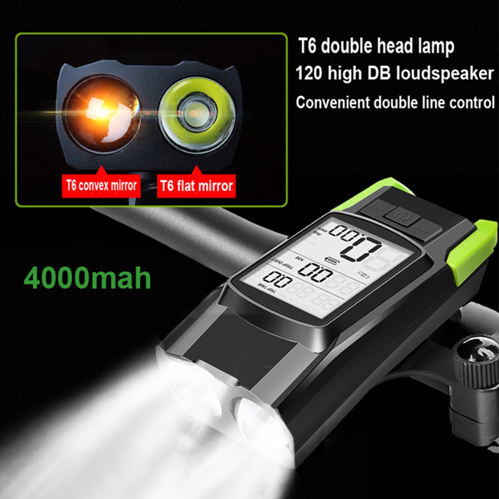 Perfeclan 3 In 1 Đèn LED Chiếu Sáng Cho Xe Đạp 800LM USB Xe Đạp Với Bảng Mã Đèn Ngủ Ánh Sáng Mạnh Đèn Trước Đi Đêm Đèn Đi Xe Đạp Đèn Còi Xe Đạp ánh Sáng 4000mAh
