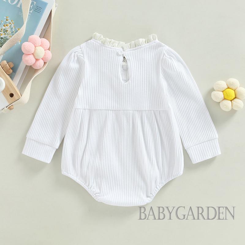 Áo Liền Quần Tay Dài Viền Bèo Nhún Màu Sắc Tương Phản Thời Trang Cho Bé Gái 0-18 Tháng Tuổi