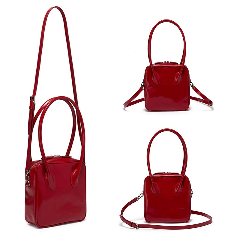 Mischa Túi Xách Đeo Vai Bằng Da PU Màu Trơn Đơn Giản Phong Cách retro