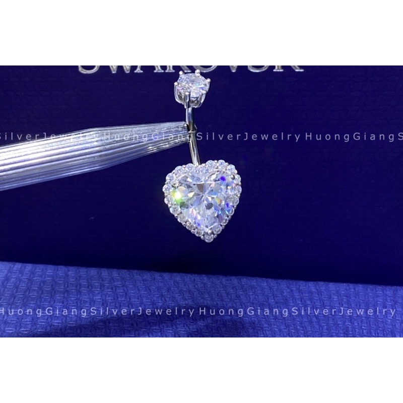 Khuyên rốn Bạc s925 Xi Kim Hình Đá Trái Tim - HuongGiangSilver